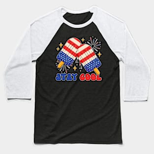 Stay Cool 4th July Popsicle Shirt Boys Men USA Flag American Baseball T-Shirt